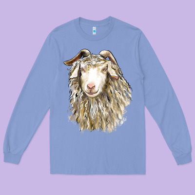 Angora Goat Face Long Sleeve Tee Designed By Lillyallendesigns