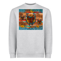 Heather Grey saddle horseshoe leopard sunflower Heavyweight Sweatshirt - Artiststas