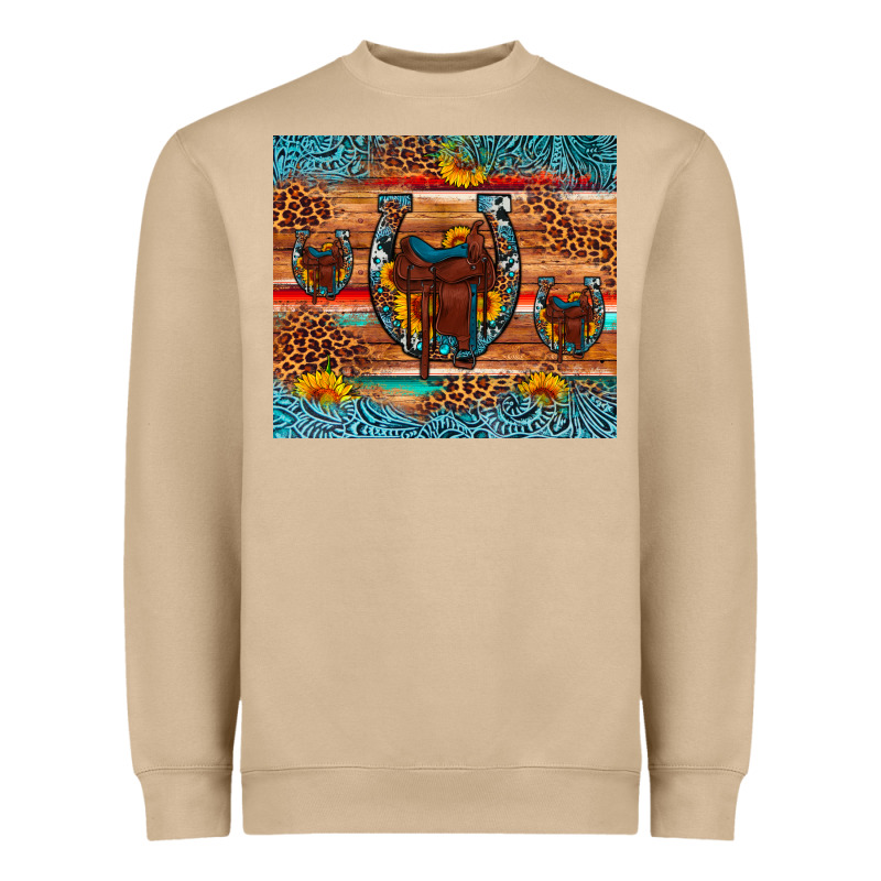 Saddle Horseshoe Leopard Sunflower Heavyweight Sweatshirt by Artiststas | Teevron