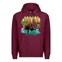 Burgundy Mama bear summer Premium Hoodie - NancyCooperArtShop