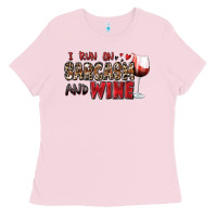 Bubblegum Pink i run on sarcasm and wine Ladies Tee - Zillion Design Studio