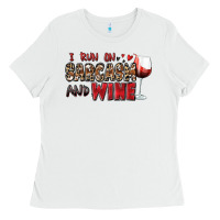 White i run on sarcasm and wine Ladies Tee - Zillion Design Studio
