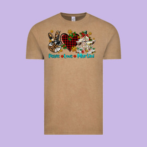 Peace Love Martini Vintage Tee Designed By Adodesignshop