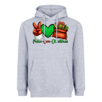 Heather Grey peace love Christmas Santa Claus hand Heavyweight Hoodie - Jasminsmagicworld