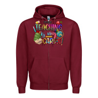 Burgundy teaching is my cardio Zipper Hoodie - NancyCooperArtShop