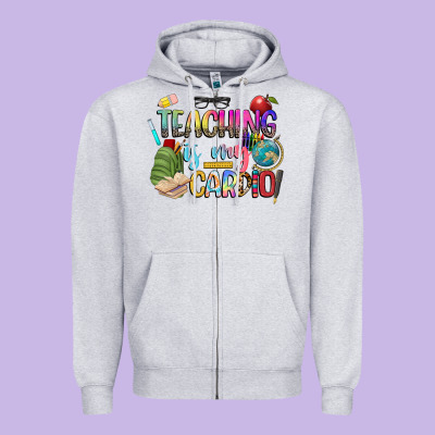 Teaching Is My Cardio Zipper Hoodie Designed By Nancycooperartshop