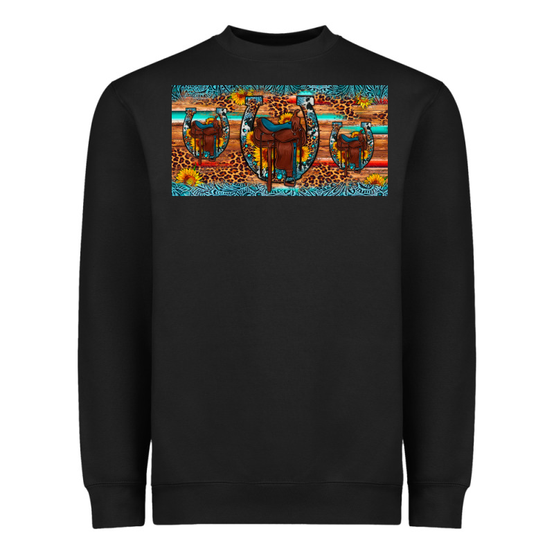 Saddle Horseshoe  Sunflower Leopard License Plate Heavyweight Sweatshirt by Artiststas | Teevron