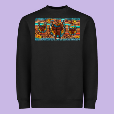 Saddle Horseshoe  Sunflower Leopard License Plate Heavyweight Sweatshirt Designed By Artiststas