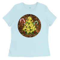 Baby Blue Softball leopard christmas Ladies Tee - RanaPortraitStore