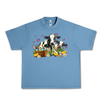 Pebble Blue easter cows with chicks Urban Heavy Tee - AdoDesignShop