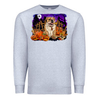 Heather Grey Halloween english bulldog Premium Sweatshirt - RanaPortraitStore