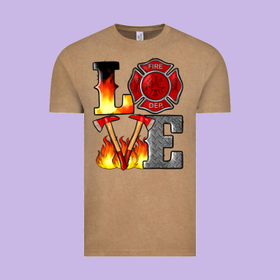 Firefighter Love Vintage Tee Designed By Artiststas