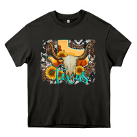 Asphalt western texas  and cowhide with sunflower Heavy Core Tee - Artiststas