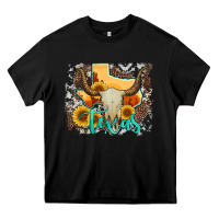 Black western texas  and cowhide with sunflower Heavy Core Tee - Artiststas