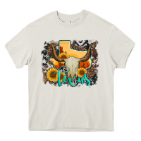 Cream western texas  and cowhide with sunflower Heavy Core Tee - Artiststas