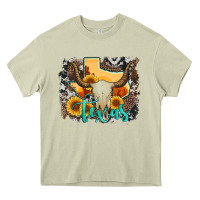 Mossy western texas  and cowhide with sunflower Heavy Core Tee - Artiststas