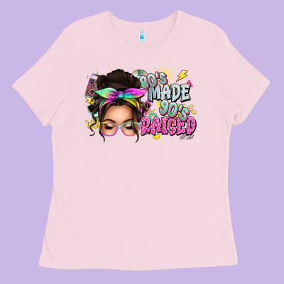 Ladies Tee 80s made 90s raised messy bun