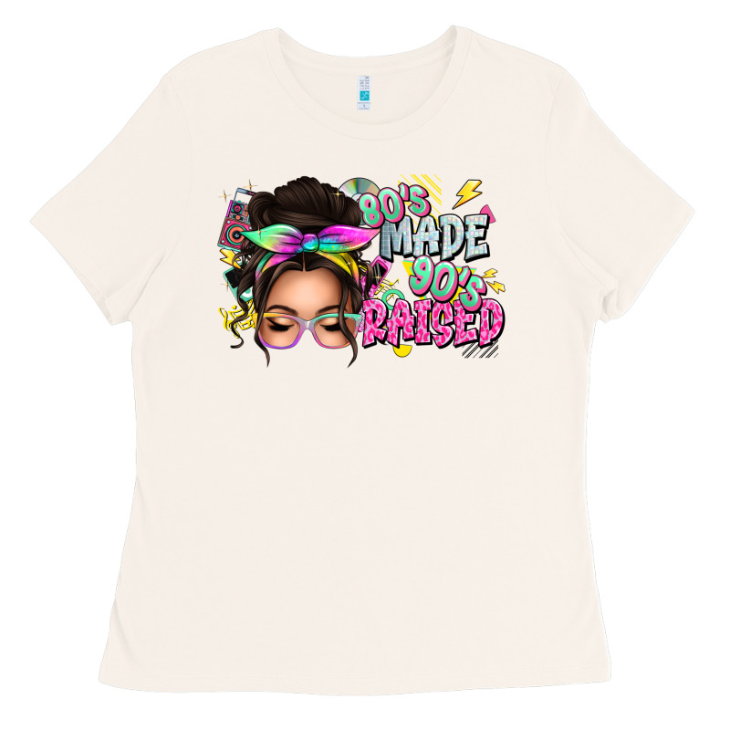 80s Made 90s Raised Messy Bun Ladies Tee by texasbilliewilder | Teevron