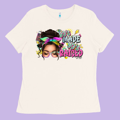 Ladies Tee 80s made 90s raised messy bun