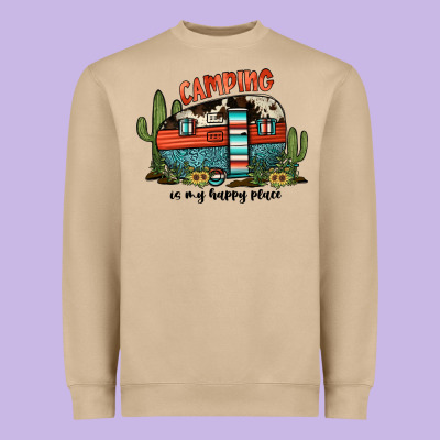 Camping Is My Happy Place Heavyweight Sweatshirt Designed By Jahusdesignshop