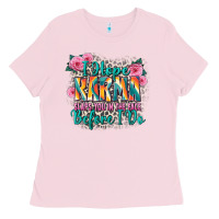 Bubblegum Pink i hope karma slaps you in the face before i do Ladies Tee - Zillion Design Studio