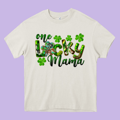 St. Patrick's Day One Lucky Mama Heavy Core Tee Designed By Ranaportraitstore