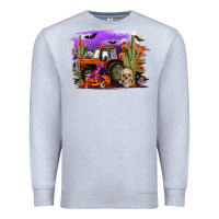 Heather Grey Halloween tractor Premium Sweatshirt - RanaPortraitStore