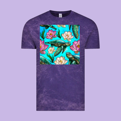 Sea Turtle Seamless Pattern Vintage Tee Designed By Bundleandbundleshop