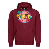 Burgundy teacher Zipper Hoodie - NancyCooperArtShop