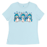 Baby Blue snowman winter Ladies Tee - JahusDesignShop