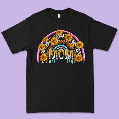 Mom With Sunflower Rainbow Mothers Day Premium Tee Designed By Texasbilliewilder