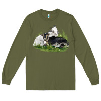 Army Green two baby nigerian dwarf goat Long Sleeve Tee - LillyAllenDesigns
