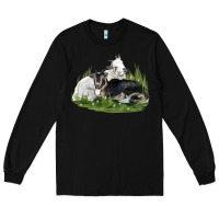 Black two baby nigerian dwarf goat Long Sleeve Tee - LillyAllenDesigns