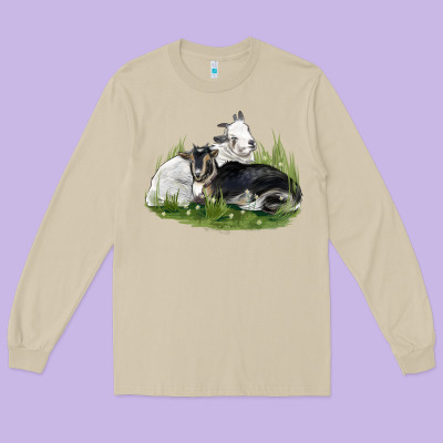 Two Baby Nigerian Dwarf Goat Long Sleeve Tee Designed By Lillyallendesigns