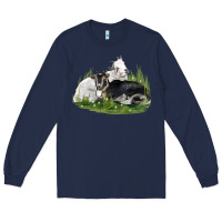 Navy two baby nigerian dwarf goat Long Sleeve Tee - LillyAllenDesigns
