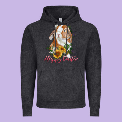 Happy Easter With Bunny And Sunflowers Vintage Hoodie Designed By Ranaportraitstore
