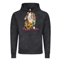 Vintage Black happy easter with bunny and sunflowers Vintage Hoodie - RanaPortraitStore