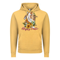 Vintage Mustard happy easter with bunny and sunflowers Vintage Hoodie - RanaPortraitStore