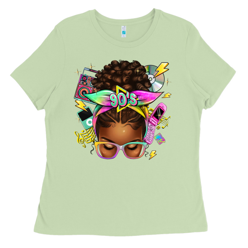 90s Afro Messy Bun Ladies Tee by texasbilliewilder | Teevron