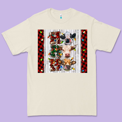 Ho Ho Ho Christmas Cow Premium Tee Designed By Ranaportraitstore