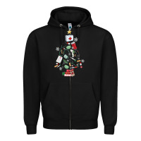 Black nurse christmas tree Zipper Hoodie - MaliasSmallBusiness