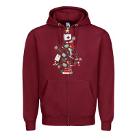 Burgundy nurse christmas tree Zipper Hoodie - MaliasSmallBusiness