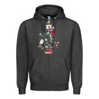 Charcoal Heather nurse christmas tree Zipper Hoodie - MaliasSmallBusiness
