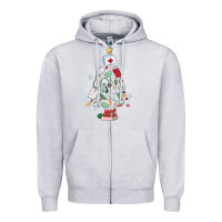 Heather Grey nurse christmas tree Zipper Hoodie - MaliasSmallBusiness