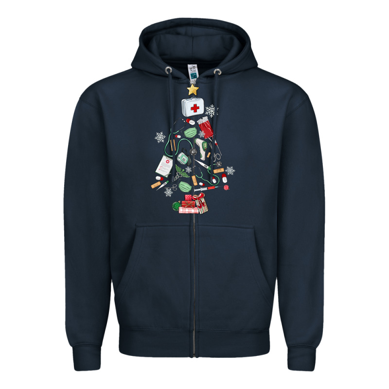 Nurse Christmas Tree Zipper Hoodie by MaliasSmallBusiness | Teevron