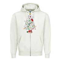 Oatmeal Heather nurse christmas tree Zipper Hoodie - MaliasSmallBusiness