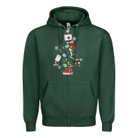 Sports Green nurse christmas tree Zipper Hoodie - MaliasSmallBusiness