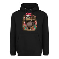 Black cute floral baby sloth Heavyweight Hoodie - Jasminsmagicworld