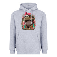 Heather Grey cute floral baby sloth Heavyweight Hoodie - Jasminsmagicworld