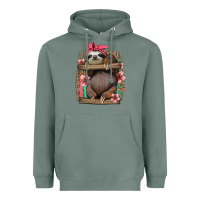 Sage cute floral baby sloth Heavyweight Hoodie - Jasminsmagicworld